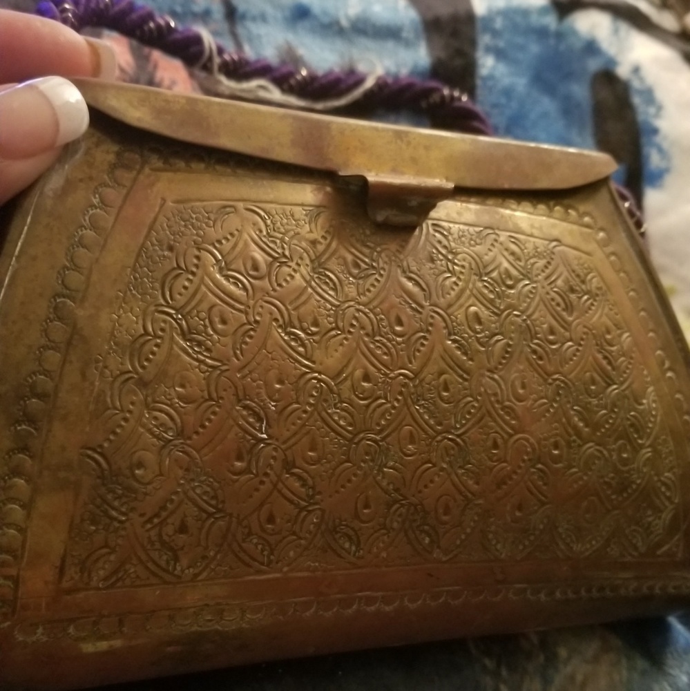 Vintage rare brass clutch purse